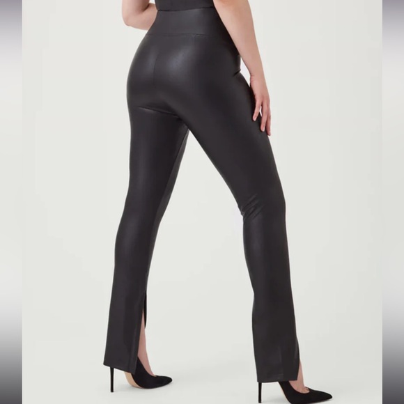 NWOT Spanx Leather-Like Front Slit Legging Black Tall - Picture 11 of 12
